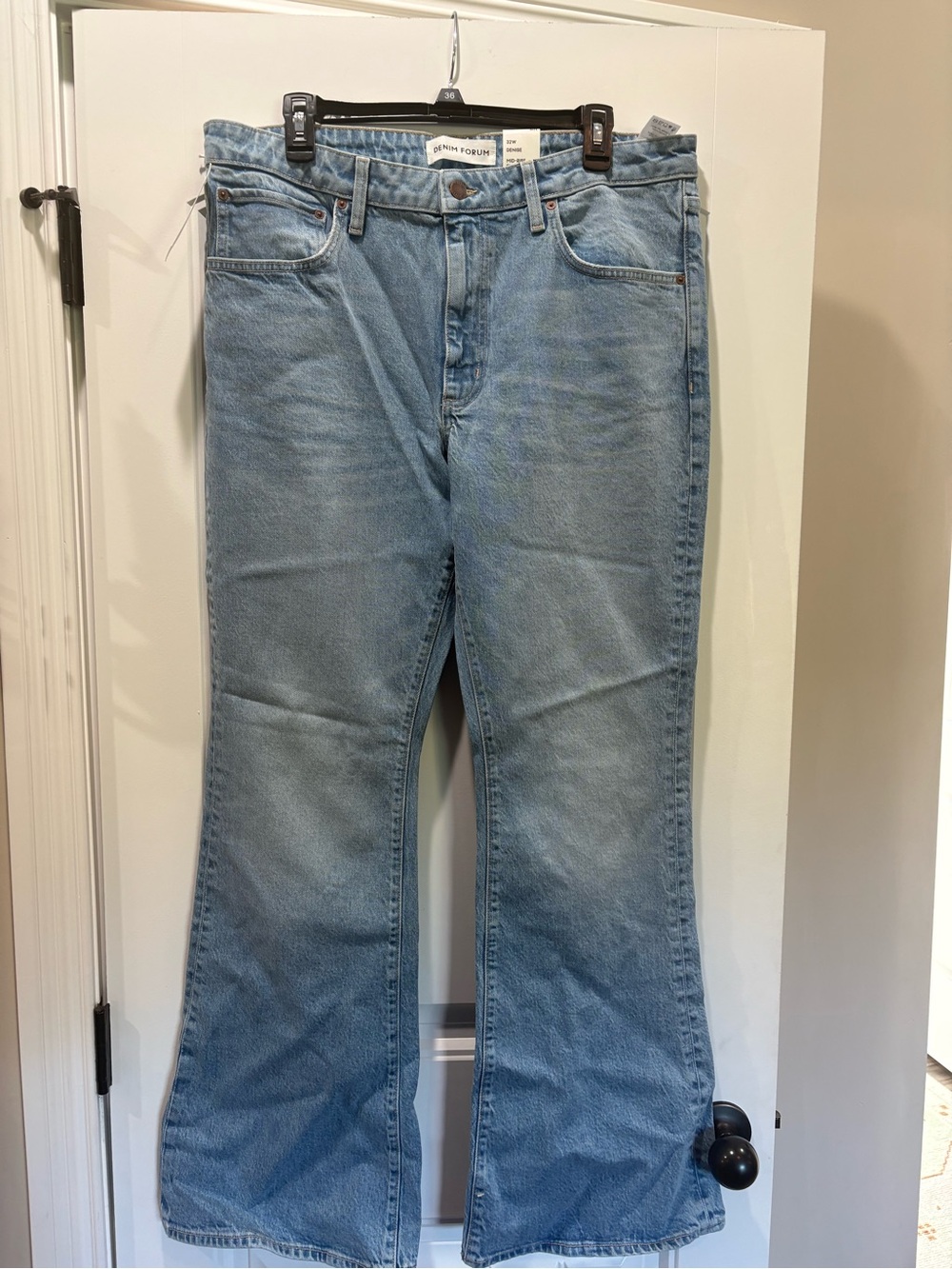Denim Forum Light Blue High-Rise Flare Jeans